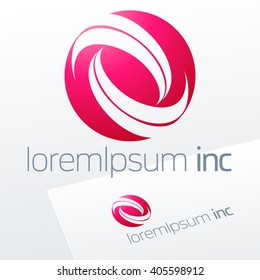 Abstract pink vector sign in sphere shape. Logo for Media, Fashion, Cosmetics