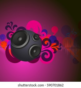 Abstract pink vintage music background with round speakers. EPS10 vector.