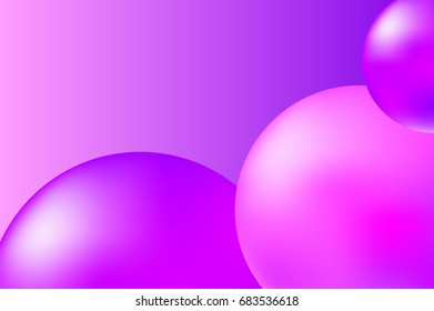 Abstract pink and violet background with realistic spheres. Trendy pink abstract vector illustration. Pink violet fitballs on vibrant background. Fashion or beauty banner template. Feminine backdrop