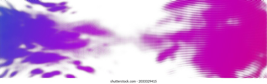 Abstract pink and violet halftone dotted stain. Vector illustration.