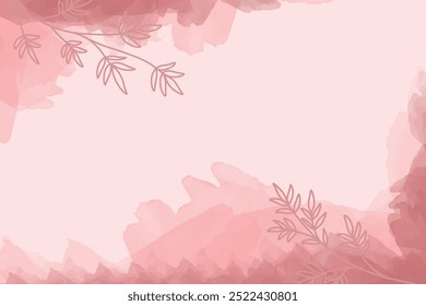 abstract pink watercolor background with flora