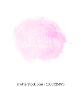 Abstract pink watercolor blot design background