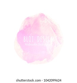 Abstract pink watercolor blot design background
