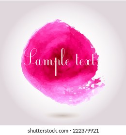 Abstract pink watercolor circle. Vector backdrop for logo and text. 