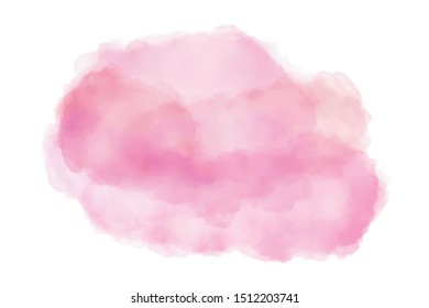 Abstract pink watercolor cloud splash on white background. Vector illustration.