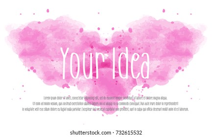 Abstract pink watercolor on white background. Color splashing on the paper. heart shape.
