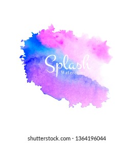 Abstract pink watercolor splash hand drawn design 