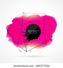 abstract pink watercolor stain background with wire mesh