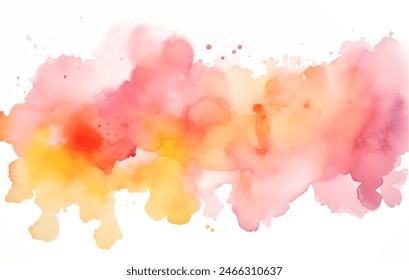 Abstract pink watercolor vector background. Vibrant red and yellow watercolor splash with a smooth, flowing texture on a white background. Perfect for creative projects and backgrounds.
