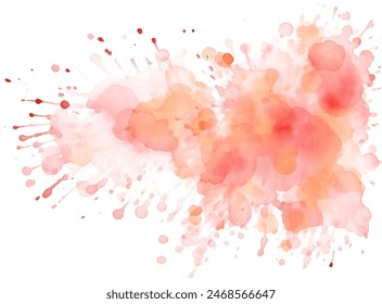 Abstract pink watercolor vector background. Vibrant orange and red watercolor splash with a smooth, flowing texture on a white background. Perfect for creative projects and backgrounds.