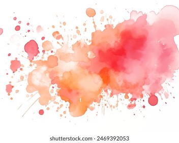 Abstract pink watercolor vector background. Vibrant orange and red watercolor splash with a smooth, flowing texture on a white background. Perfect for creative projects and backgrounds.