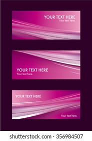 Abstract pink wave background card set
