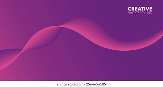 Abstract Pink Wave Background: A dynamic, fluid, and captivating background with a single, soft, flowing pink wave on a vibrant purple gradient.