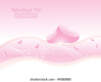 abstract pink wave background with romantic hearts