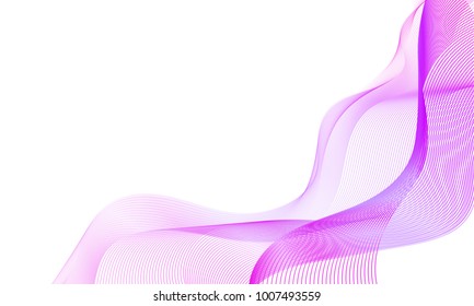 Abstract pink wave background. Vector from lines, modern wave background