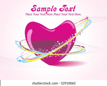 abstract pink wave, colorful stripes with magenta heart