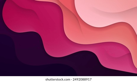 Abstract pink wave curve background with 3d overlap layers. Vector abstract graphic design banner pattern presentation background wallpaper web template.