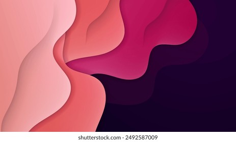 Abstract pink wave curve background with 3d overlap layers. Vector abstract graphic design banner pattern presentation background wallpaper web template.