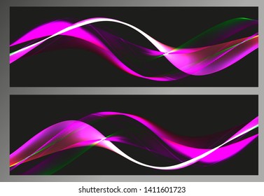 Abstract pink wave design element on dark background