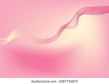 Abstract pink wave with gradient on soft background. Dynamic sound wave. Optical art design element. Vector background.