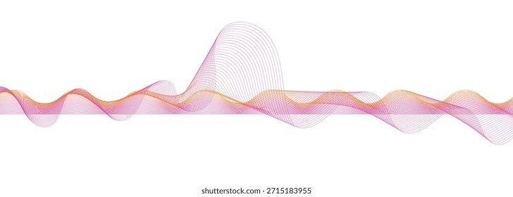 Vetor EPS de fundo da linha de onda rosa abstrato, ondas de som de fluxo suave, design de curva linear mínima elegante, linhas de movimento de frequência suave no fundo branco
