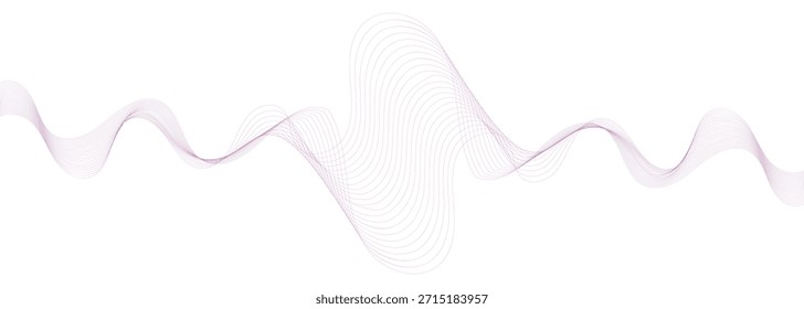 Vetor EPS de fundo da linha de onda rosa abstrato, ondas de som de fluxo suave, design de curva linear mínima elegante, linhas de movimento de frequência suave no fundo branco