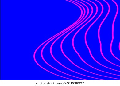 Abstract Pink Wave Lines On Vibrant Electric Blue Background