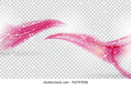 Abstract Pink Wave on transparent Background. Vector Illustration. EPS10