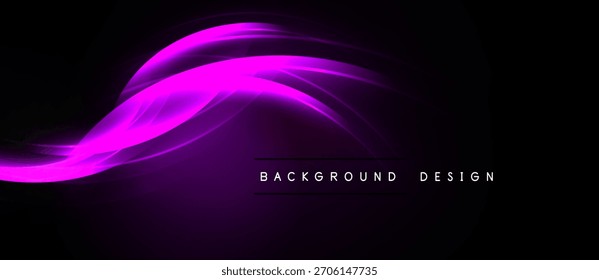 Onda rosa Abstractas sobre fondo negro. Las líneas suaves crean un efecto visual dinámico. Elemento de diseño moderno para proyectos.