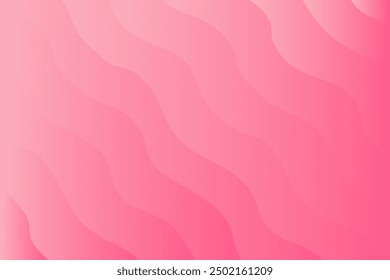 Abstract pink waves background. Organic wavy stripes pattern with gradient texture. Nature curvy landscape with lights, shadows. Aesthetic pink shades backdrop