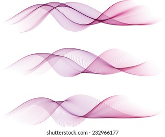 Abstract pink waves isolated on white