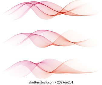 Abstract pink waves isolated on white