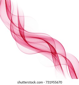 Abstract pink waves isolated on white background