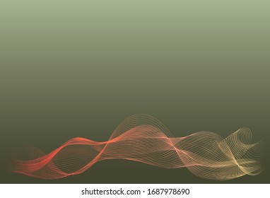 Abstract pink waves on a gray background. Template for postcard, poster, banner.