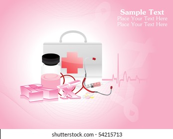 abstract pink wavy background with medical supplies