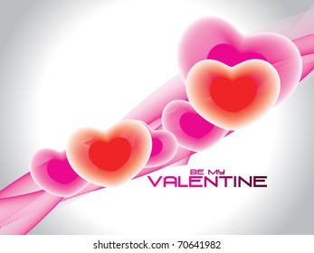 abstract pink wavy background with romantic hearts