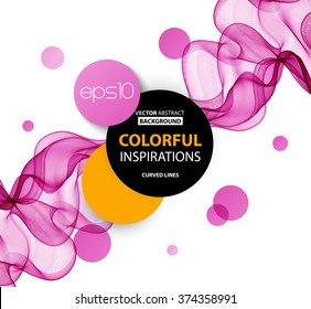 Abstract pink wavy lines.  Colorful vector background