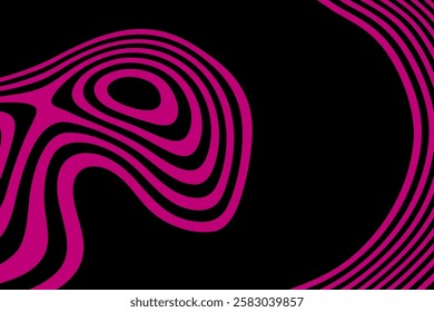 Abstract pink wavy lines on black background