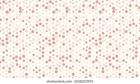 Abstract pink and white polka dot pattern.  Subtle textured design featuring varied dot sizes creates a soft, elegant feel. Ideal for backgrounds, website design, textile prints, and more.