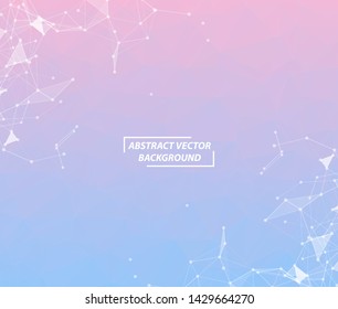 Abstract Pink White Polygonal Space Background with Connecting Dots and Lines. Geometric Polygonal background molecule and communication. Concept of science, chemistry, biology, medicine, technology.