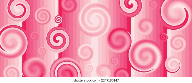 Abstract pink and white random size swirl pattern banner design. Vector illustration. 