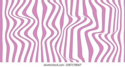 Abstract Pink and White Wavy Lines Pattern, Modern Geometric Art. A dynamic and abstract design featuring pink and white wavy lines forming a surreal pattern, ideal for backgrounds, artistic projects,