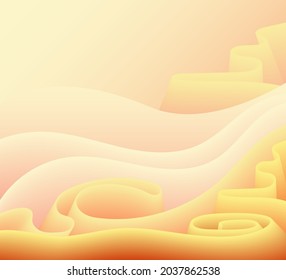 Abstract pink and yellow background, delicate marshmallow curls. Vector illustration