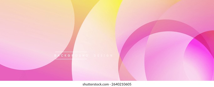 Abstract pink, yellow gradients form overlapping circles. Soft color transitions create modern background design. Minimalist aesthetic.