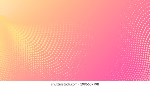 Abstract pink yellow halftone wavy lines background. Modern texture decoration element.