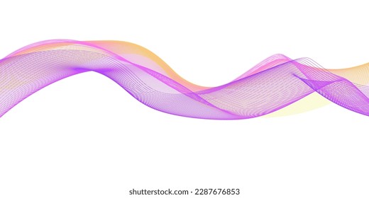 Abstract pink and yellow lines on white background. Vector illustration. Banner, poster waves design.