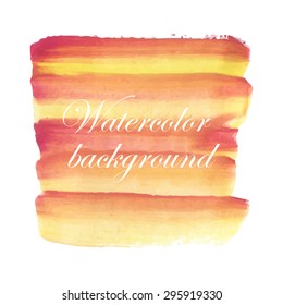 Abstract pink yellow striped  background. Watercolor hand drawing. Vector illustration
