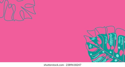 Abstract pink-blue background with multicolored leaves. Bright colorful vector illustration for cards, business, banners, wallpaper