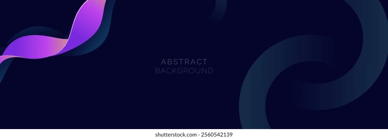 Abstract pink-blue flowing wave lines on a dark background. Featuring Elegant smooth gradient waves and circular patterns – Modern Design for social media, poster, banner, flyer, website, and cover.