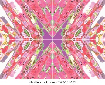 Abstract pink-green background for textiles or interior solutions. Beautiful seamless pattern with glass effect as a kaleidoscope for fashion trends, scrapbooking, textures, cover, fabrics, wallpaper
